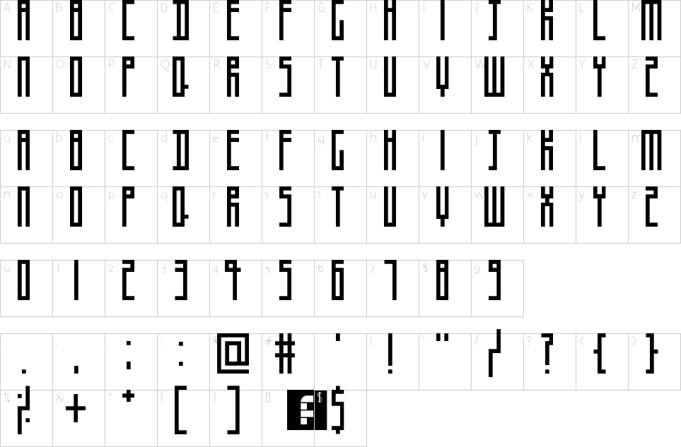 Character Map Thinman Font