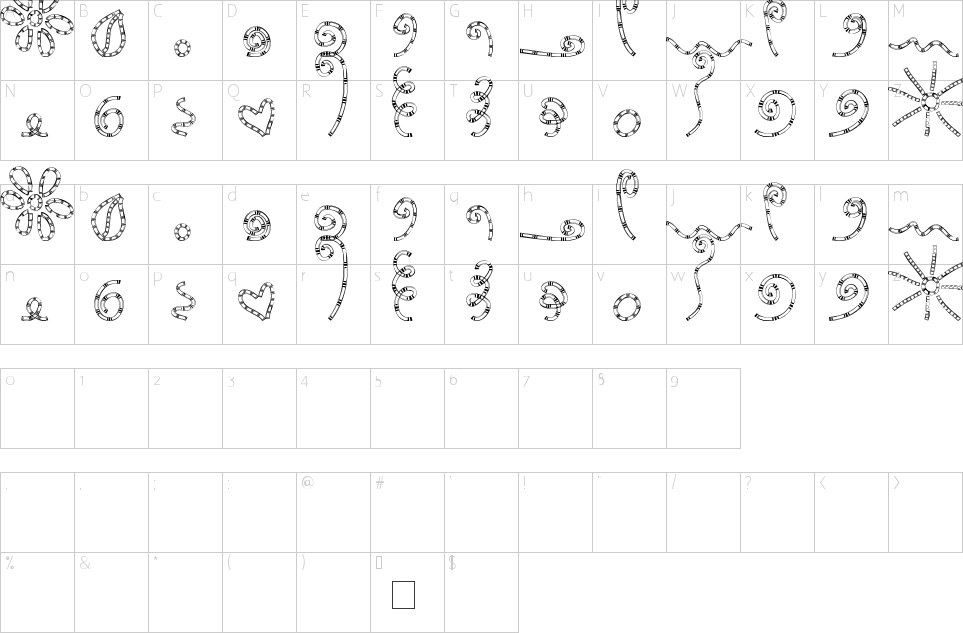 Character Map MTF Chunkie Doodle Font