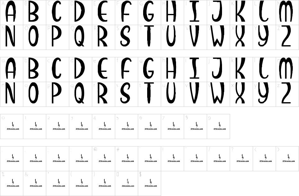 Character Map Snacky Shack Font