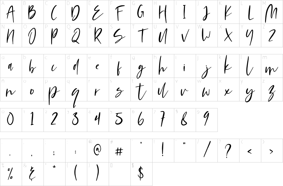 Character Map Mondela Font