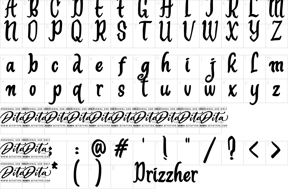 Character Map Drizzher Font