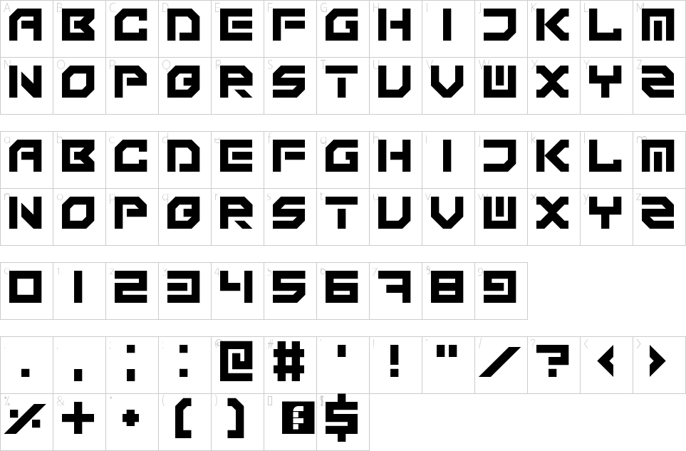 Character Map Technonomicon Font