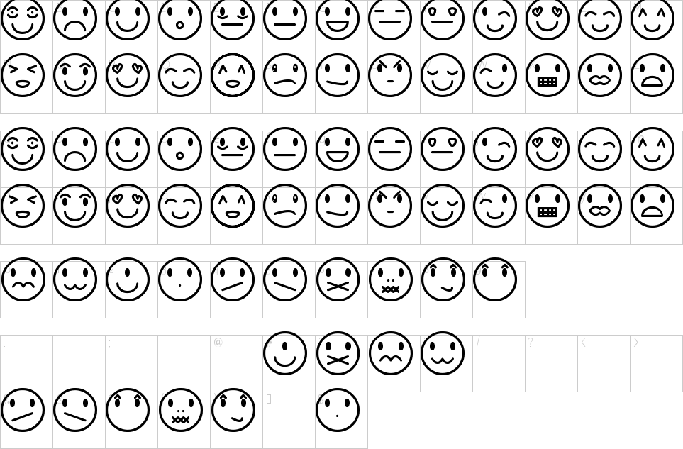 Character Map Rostros Y Emociones Font