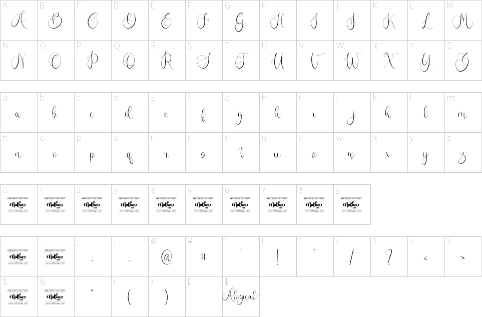 Character Map Alogical Font