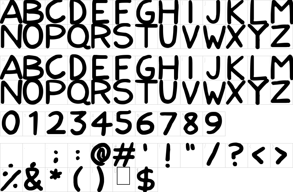 Character Map Nerdy Norms Font