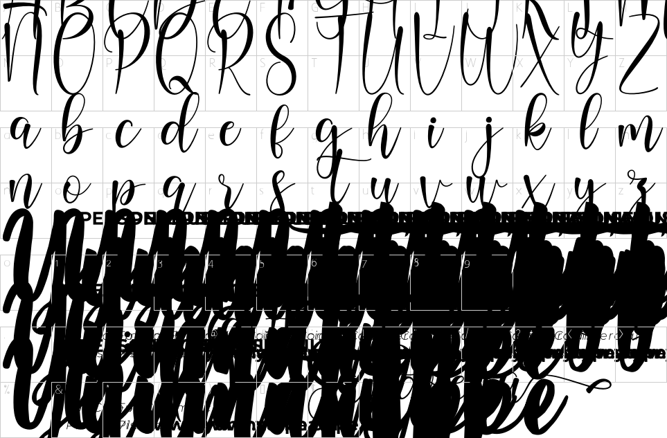 Character Map Sandreya Font