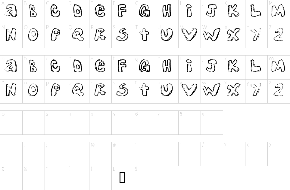 Character Map One Lousy Bottom Font