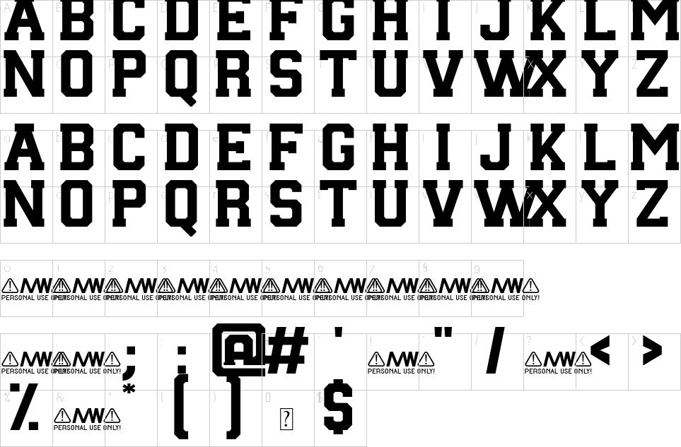 Character Map Rookie Coach Font