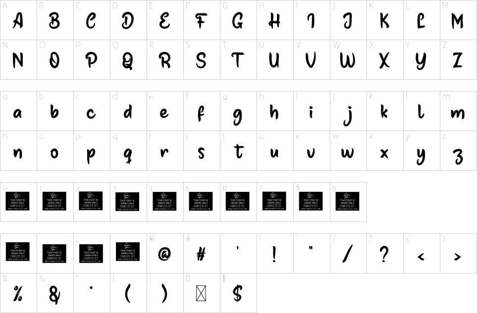 Character Map Buman Font