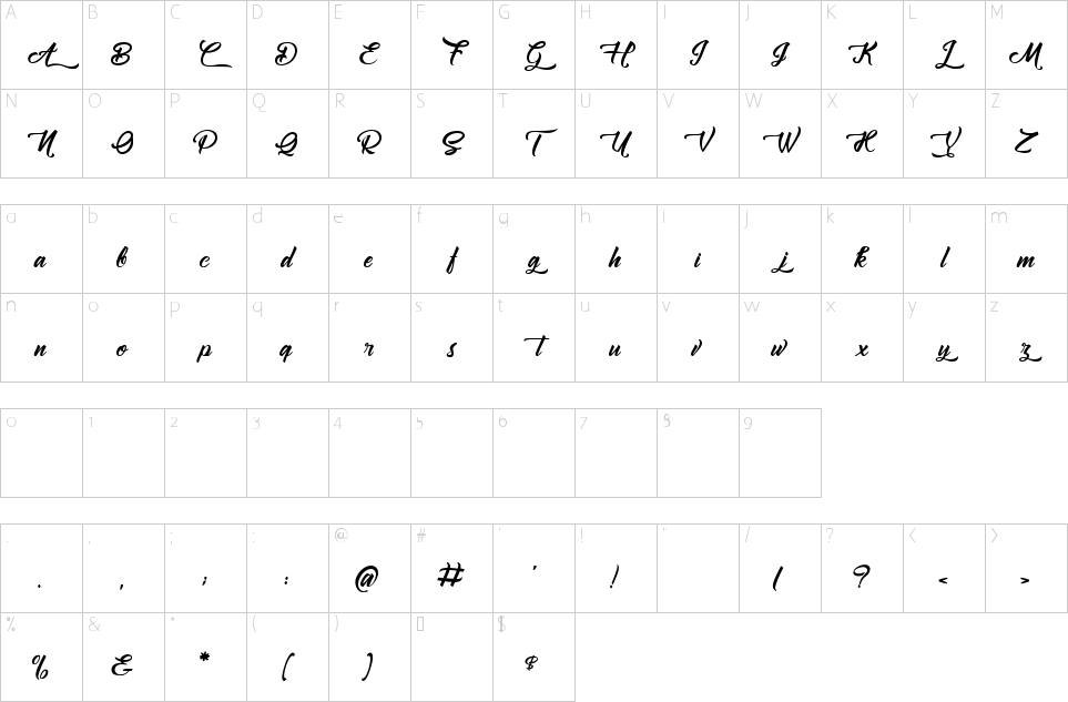 Character Map Amontillados Font