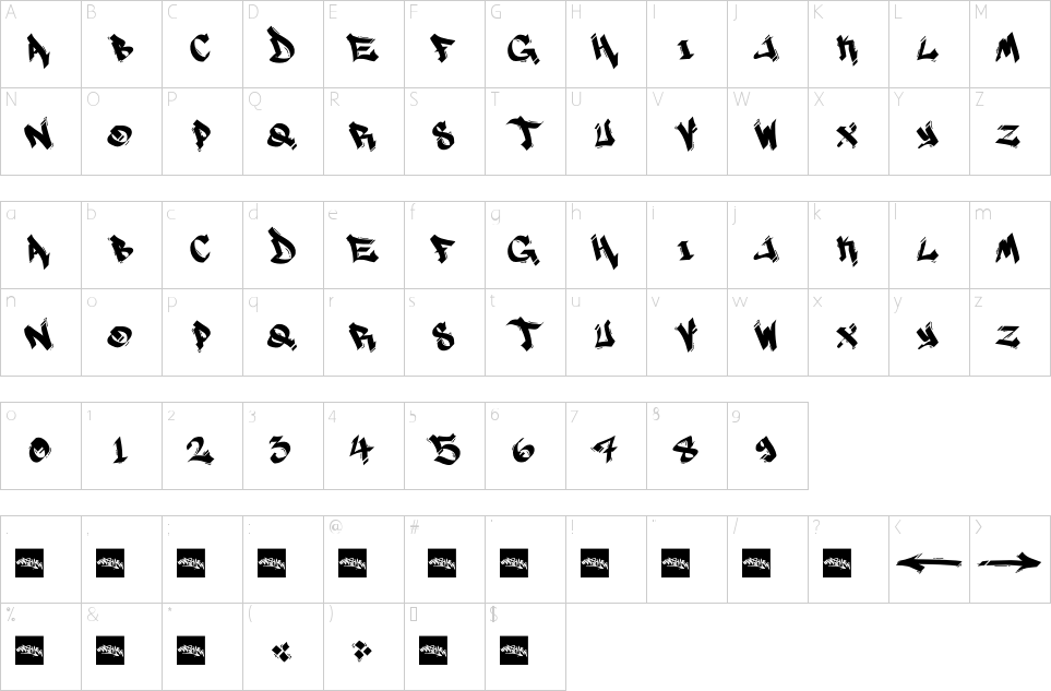 Character Map Marsneveneksk Font