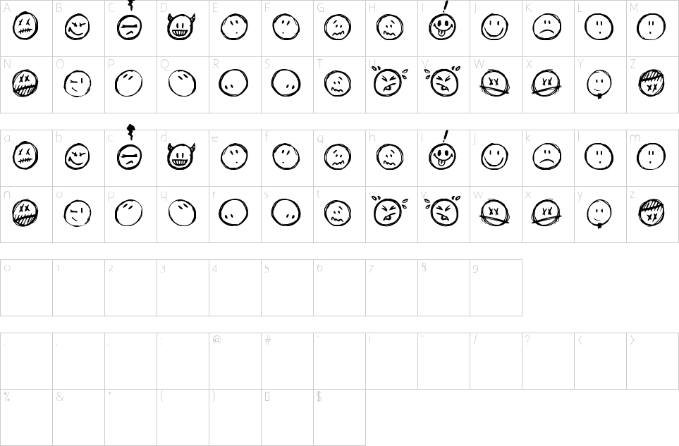 Character Map Sketchy Smiley Font