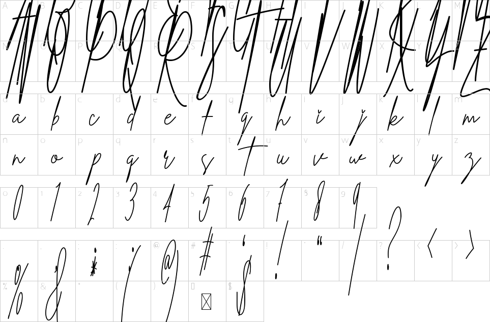 Character Map A Handwriting Font