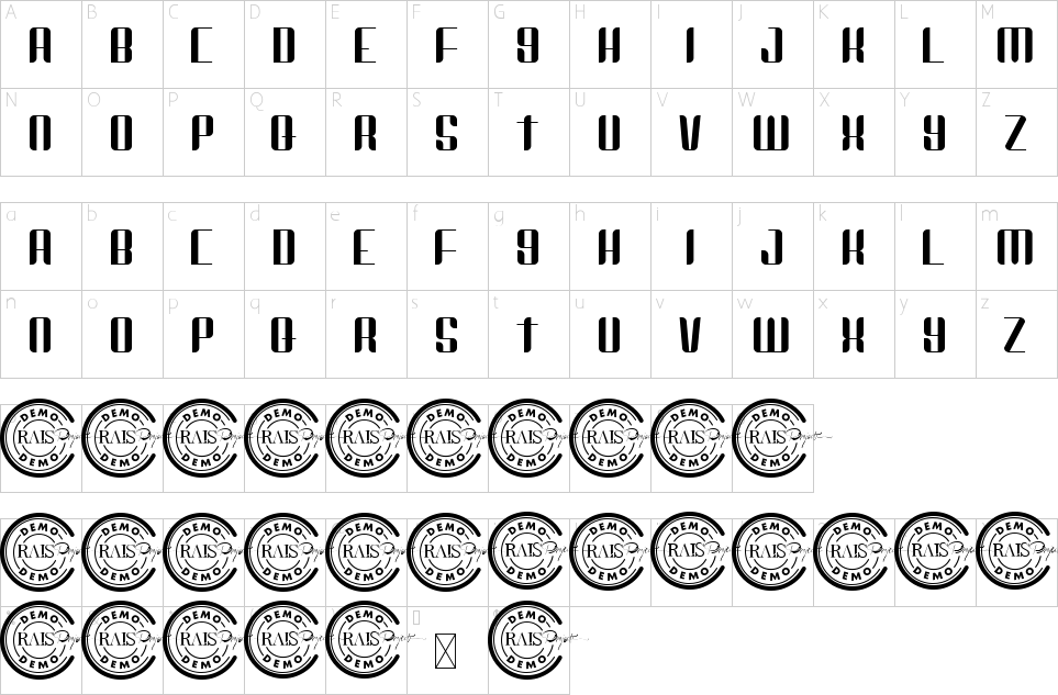 Character Map Micronium Font