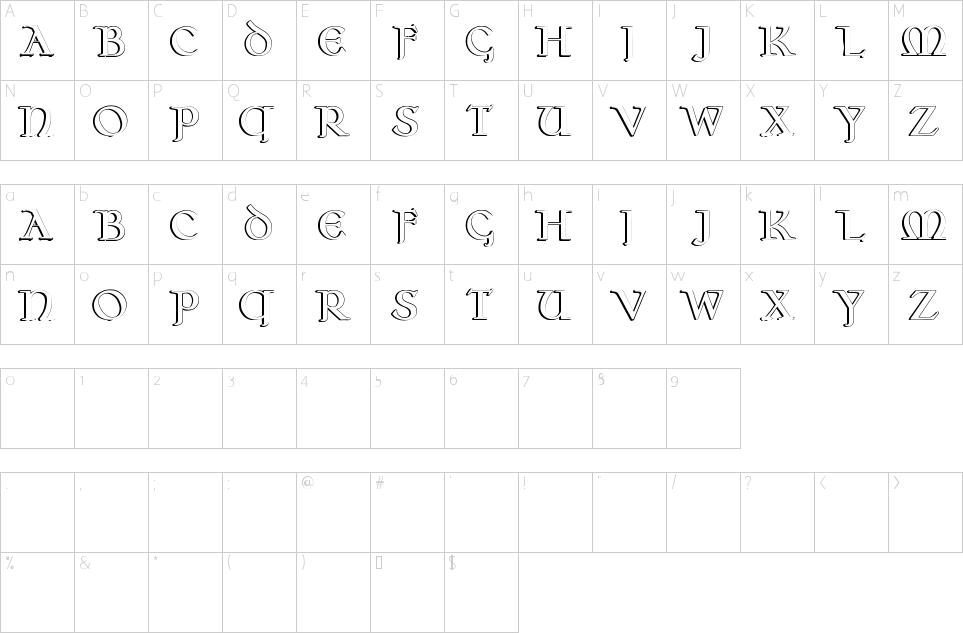 Character Map Dominic Font