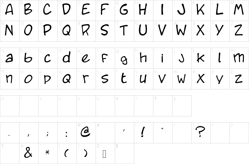 Character Map Caricature.fr Font