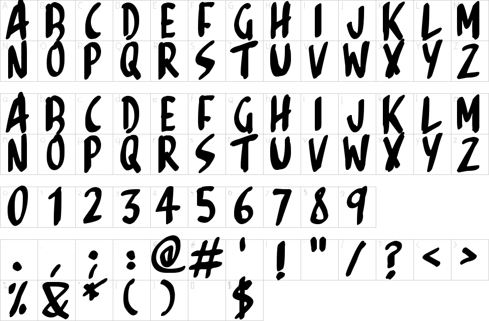 Character Map Sketchalot Font