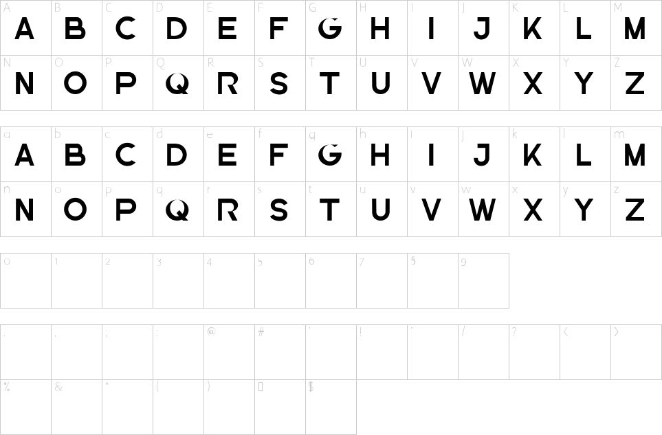 Character Map The Brittany Sans Font