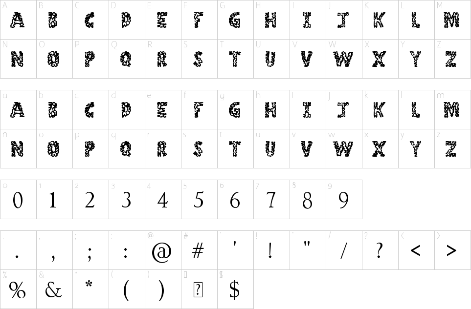 Character Map Stone Age Font